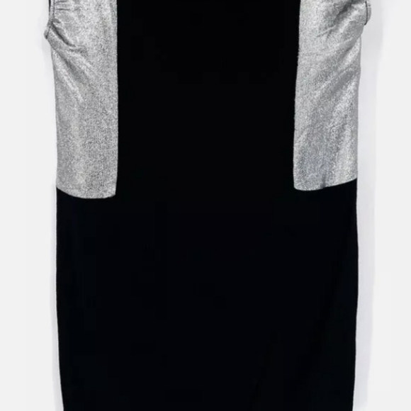 Sandro Romance Black Dress Shift Silver Metallic Sleeveless Mini - Picture 2 of 10